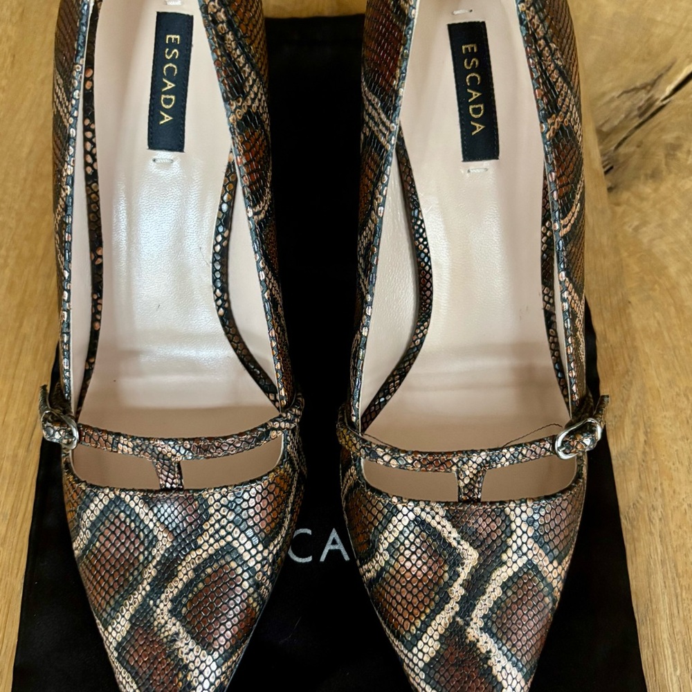 Escada Brown Heels with Snakeskin Pattern